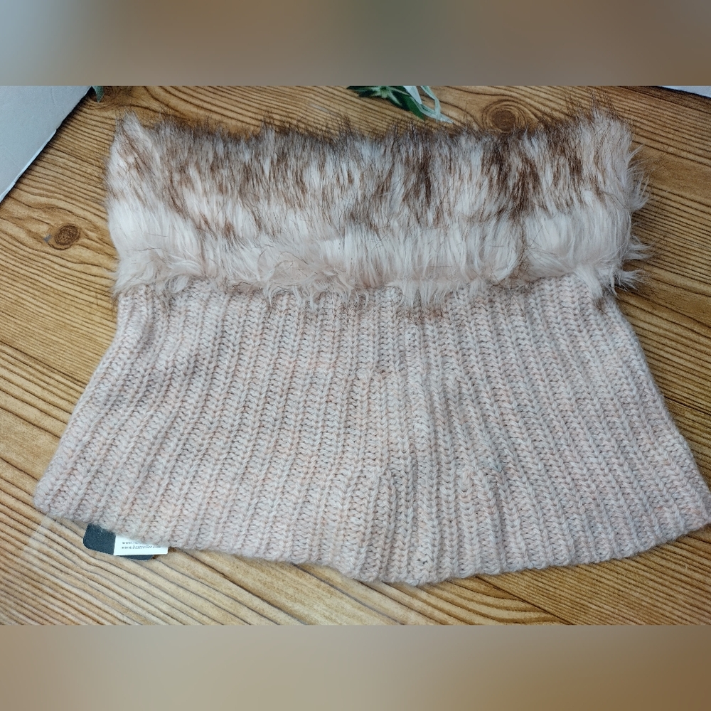 Faux Fur Knitted Neck Warmer Wrap Snood